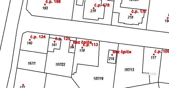 Zbuzany 113 na parcele st. 116 v KÚ Zbuzany, Katastrální mapa