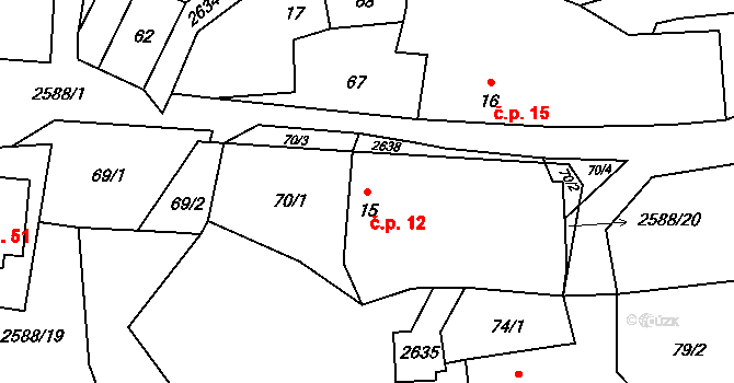 Velký Ježov 12, Smilovy Hory na parcele st. 15 v KÚ Velký Ježov, Katastrální mapa