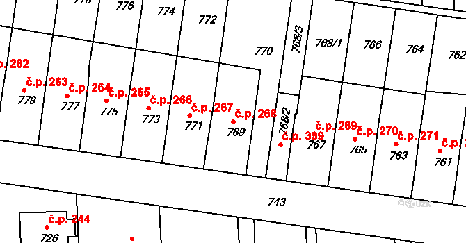 Jestřebí 268, Rájec-Jestřebí na parcele st. 769 v KÚ Jestřebí, Katastrální mapa