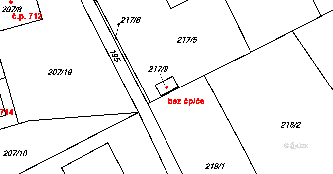 Liberec 93168420 na parcele st. 217/9 v KÚ Dolní Hanychov, Katastrální mapa