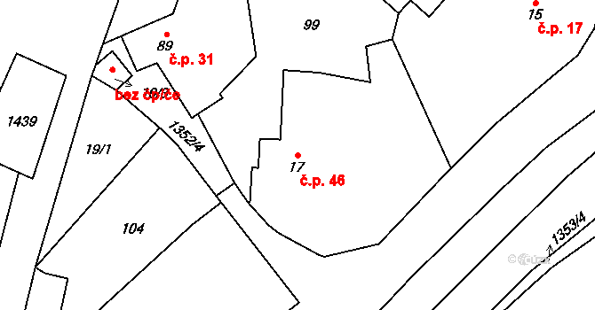 Podmoky 46 na parcele st. 17 v KÚ Podmoky u Golčova Jeníkova, Katastrální mapa