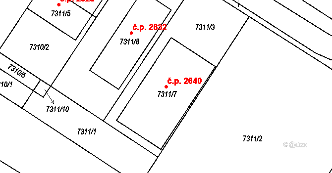 Žďár nad Sázavou 1 2640, Žďár nad Sázavou na parcele st. 7311/7 v KÚ Město Žďár, Katastrální mapa