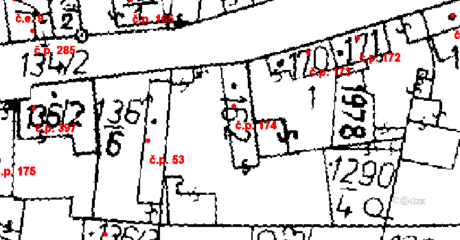 Přerov nad Labem 174 na parcele st. 162 v KÚ Přerov nad Labem, Katastrální mapa