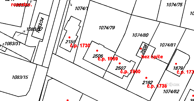 Nymburk 1959 na parcele st. 2506 v KÚ Nymburk, Katastrální mapa