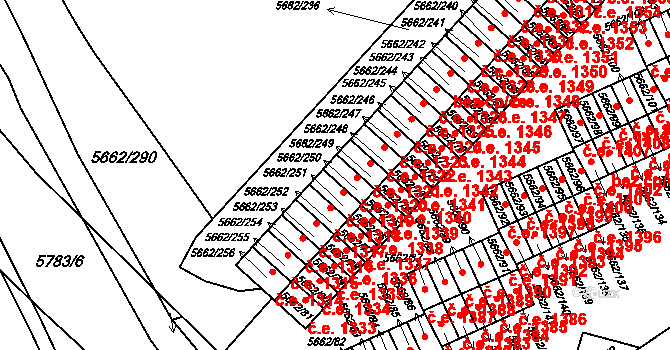 Jihlava 1320 na parcele st. 5662/250 v KÚ Jihlava, Katastrální mapa