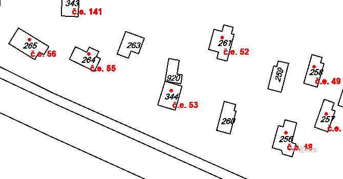 Sedlčánky 53, Čelákovice na parcele st. 344 v KÚ Sedlčánky, Katastrální mapa