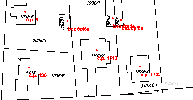 Čelákovice 1513 na parcele st. 1936/2 v KÚ Čelákovice, Katastrální mapa