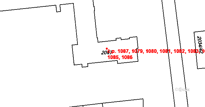 Dubňany 1079,1080,1081,1082, na parcele st. 2047 v KÚ Dubňany, Katastrální mapa
