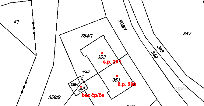 Janovice 261, Rýmařov na parcele st. 353 v KÚ Janušov, Katastrální mapa
