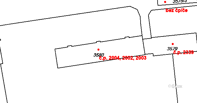 Kročehlavy 2002,2003,2004, Kladno na parcele st. 3580 v KÚ Kročehlavy, Katastrální mapa