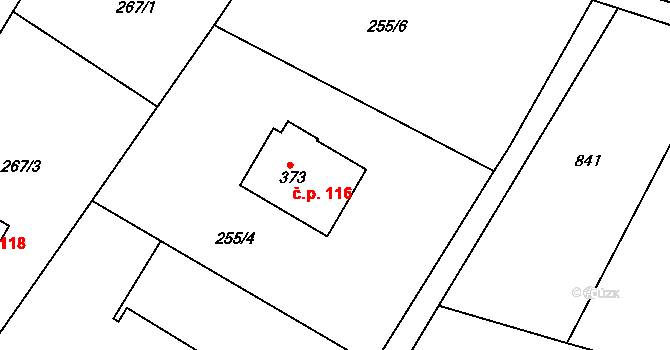 Ládví 116, Kamenice na parcele st. 373 v KÚ Ládví, Katastrální mapa