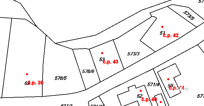 Lovětín 43, Jarošov nad Nežárkou na parcele st. 53 v KÚ Lovětín, Katastrální mapa