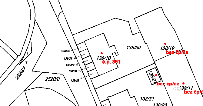 Třeboň II 361, Třeboň na parcele st. 138/10 v KÚ Třeboň, Katastrální mapa