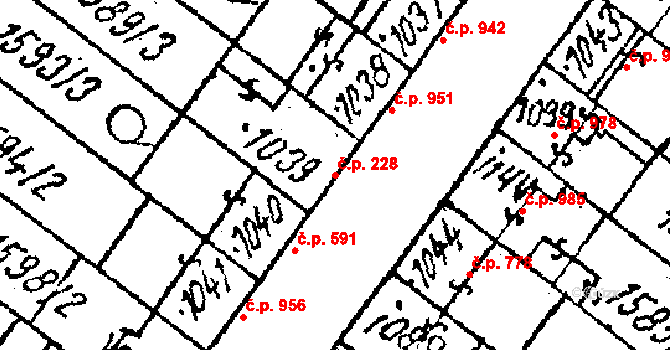 Lanžhot 228 na parcele st. 1039 v KÚ Lanžhot, Katastrální mapa