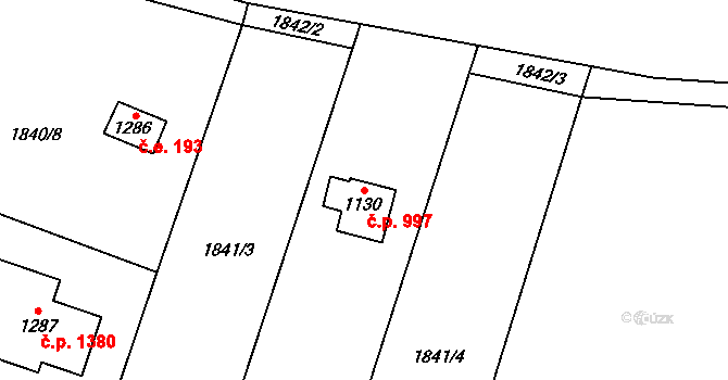 Třebechovice pod Orebem 997 na parcele st. 1130 v KÚ Třebechovice pod Orebem, Katastrální mapa