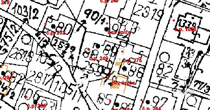 Kamenický Šenov 249 na parcele st. 89 v KÚ Kamenický Šenov, Katastrální mapa