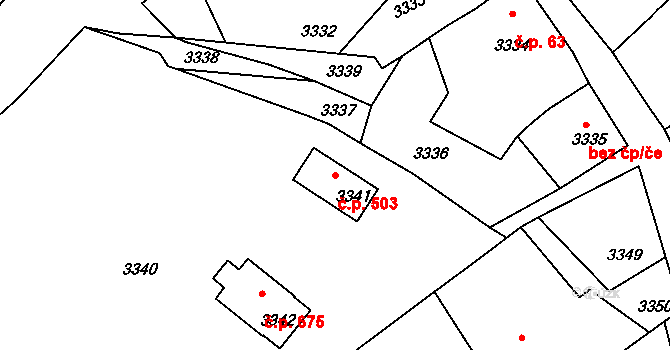 Mimoň I 503, Mimoň na parcele st. 3341 v KÚ Mimoň, Katastrální mapa