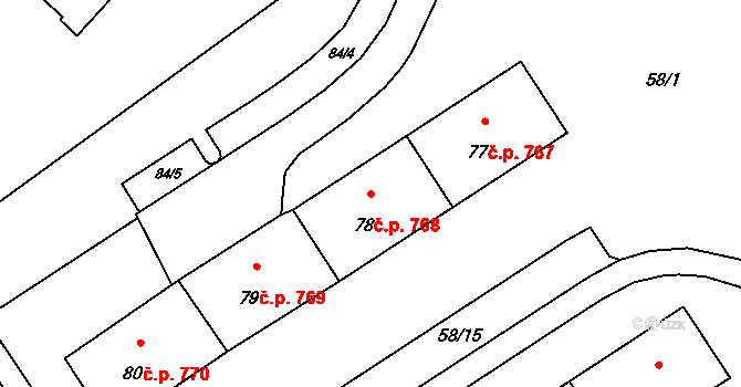 Lutyně 768, Orlová na parcele st. 78 v KÚ Horní Lutyně, Katastrální mapa