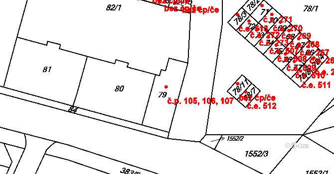 Miřetice u Klášterce nad Ohří 105, Klášterec nad Ohří na parcele st. 79 v KÚ Miřetice u Klášterce nad Ohří, Katastrální mapa