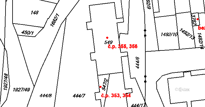 Lačnov 355,356, Svitavy na parcele st. 549 v KÚ Moravský Lačnov, Katastrální mapa