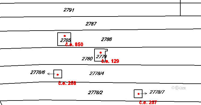 Jundrov 129, Brno na parcele st. 2779 v KÚ Jundrov, Katastrální mapa