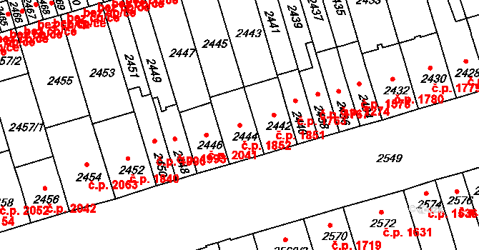 Královo Pole 1852, Brno na parcele st. 2444 v KÚ Královo Pole, Katastrální mapa