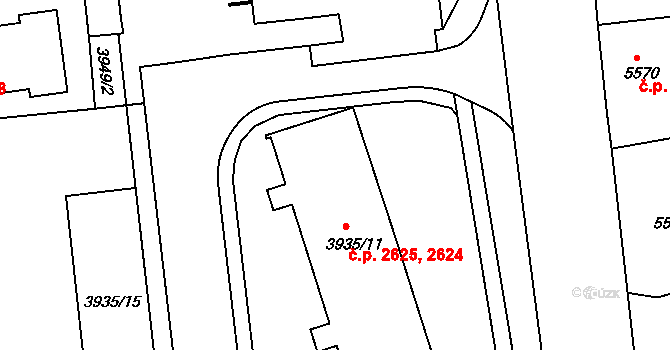 Tábor 2624,2625 na parcele st. 3935/11 v KÚ Tábor, Katastrální mapa