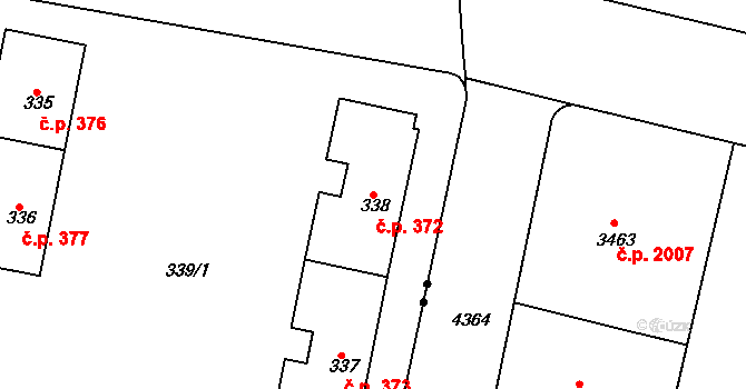 Řetenice 372, Teplice na parcele st. 338 v KÚ Teplice-Řetenice, Katastrální mapa