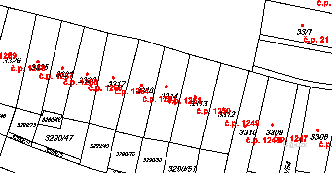 Frýdek 1251, Frýdek-Místek na parcele st. 3314 v KÚ Frýdek, Katastrální mapa
