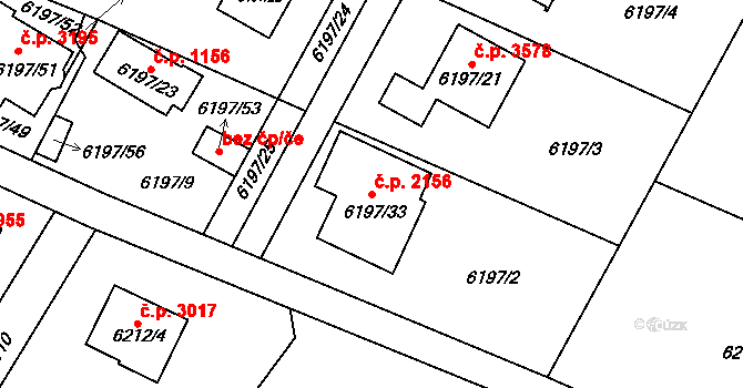 Frýdek 2156, Frýdek-Místek na parcele st. 6197/33 v KÚ Frýdek, Katastrální mapa
