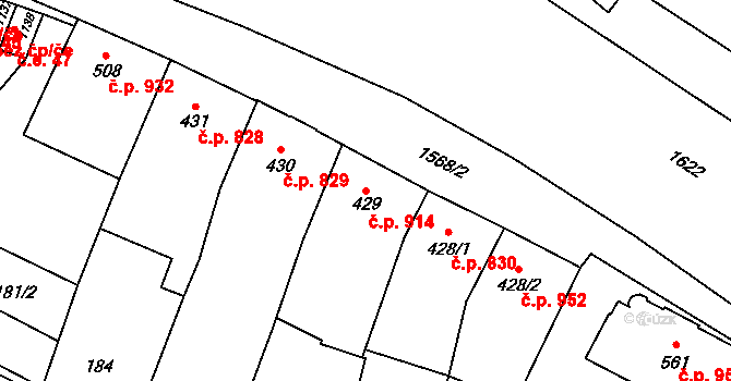 Litovel 914 na parcele st. 429 v KÚ Litovel, Katastrální mapa