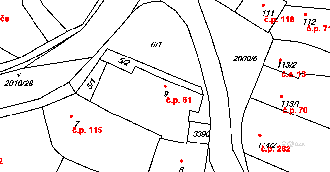 Staňkov I 61, Staňkov na parcele st. 9 v KÚ Staňkov-město, Katastrální mapa