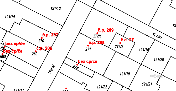 Staňkov II 288, Staňkov na parcele st. 271 v KÚ Staňkov-ves, Katastrální mapa