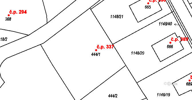 Lázně Kynžvart 337 na parcele st. 444/1 v KÚ Lázně Kynžvart, Katastrální mapa