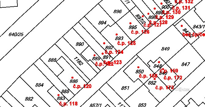 Prosek 123, Praha na parcele st. 891 v KÚ Prosek, Katastrální mapa
