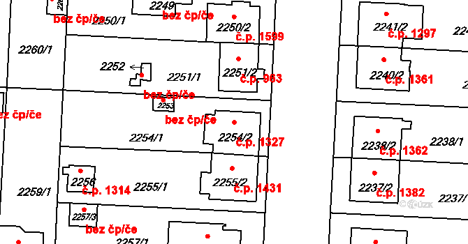 České Budějovice 6 1327, České Budějovice na parcele st. 2254/2 v KÚ České Budějovice 6, Katastrální mapa