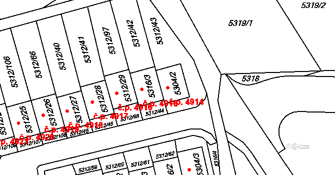 Chomutov 4914 na parcele st. 5304/2 v KÚ Chomutov I, Katastrální mapa