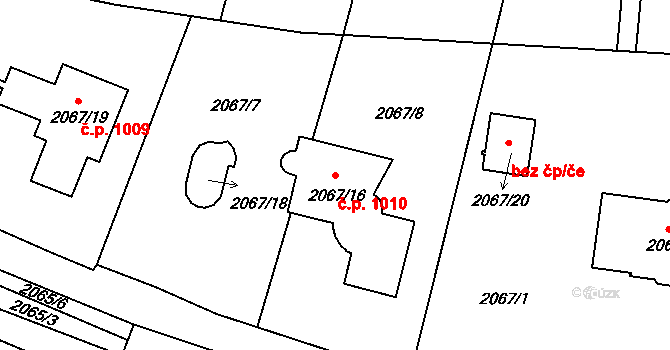Liberec XIV-Ruprechtice 1010, Liberec na parcele st. 2067/16 v KÚ Ruprechtice, Katastrální mapa