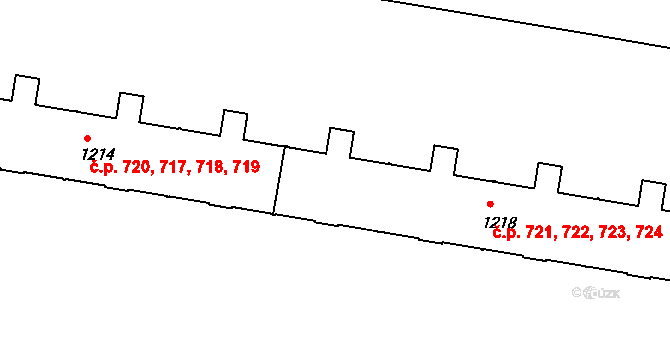 Slezské Předměstí 721,722,723,724, Hradec Králové na parcele st. 1218 v KÚ Slezské Předměstí, Katastrální mapa
