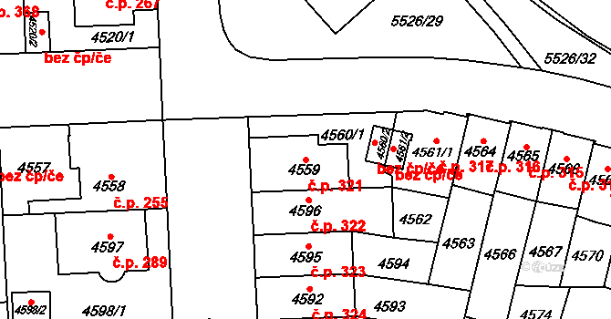Doudlevce 321, Plzeň na parcele st. 4559 v KÚ Plzeň, Katastrální mapa
