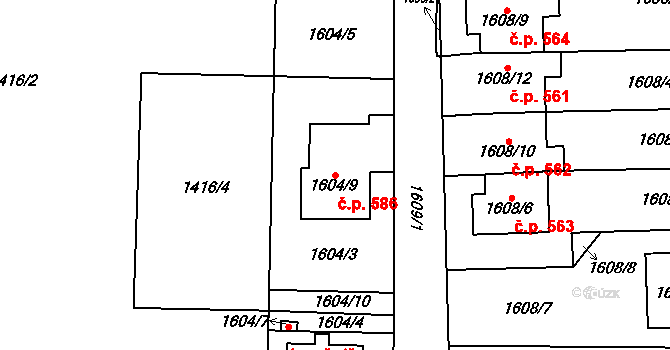 Bludovice 586, Havířov na parcele st. 1604/9 v KÚ Bludovice, Katastrální mapa