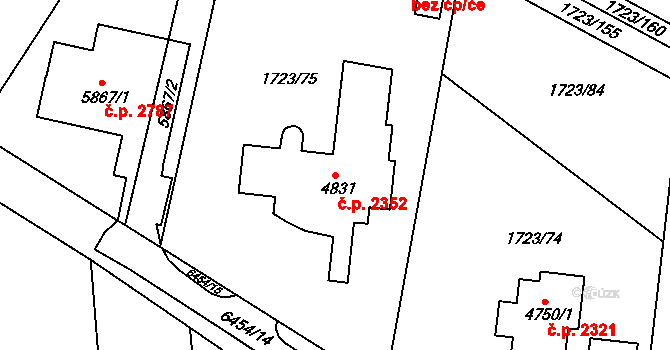 Uherský Brod 2352 na parcele st. 4831 v KÚ Uherský Brod, Katastrální mapa