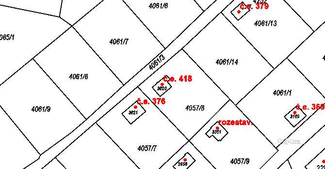 Frenštát pod Radhoštěm 418 na parcele st. 3820 v KÚ Frenštát pod Radhoštěm, Katastrální mapa