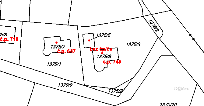 Proboštov 745 na parcele st. 1375/6 v KÚ Proboštov u Teplic, Katastrální mapa