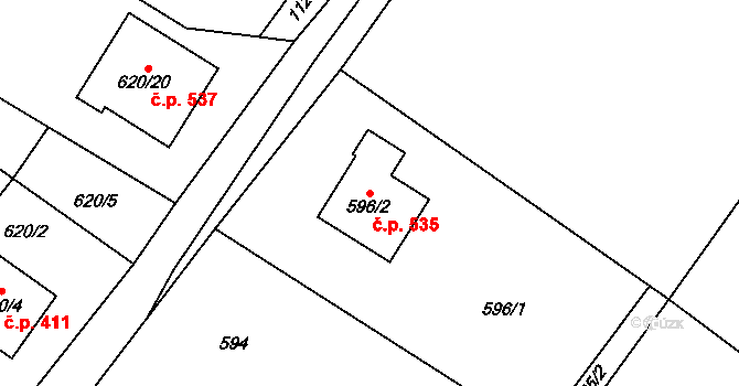 Krmelín 535 na parcele st. 596/2 v KÚ Krmelín, Katastrální mapa