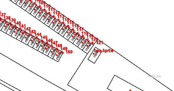 Znojmo 121 na parcele st. 1157/40 v KÚ Znojmo-město, Katastrální mapa