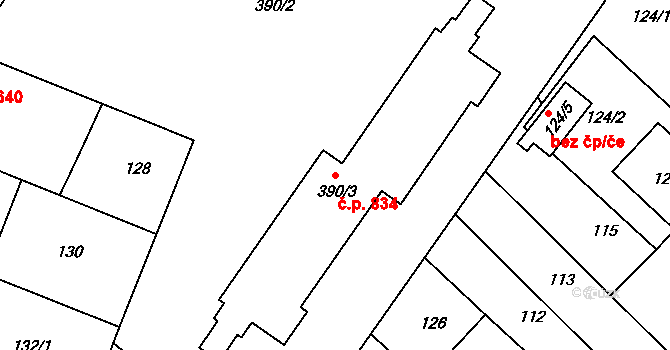 Lužice 834 na parcele st. 390/3 v KÚ Lužice u Hodonína, Katastrální mapa