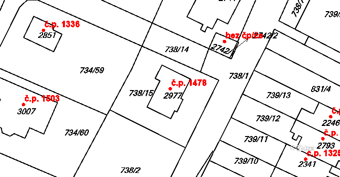 Neratovice 1478 na parcele st. 2977 v KÚ Neratovice, Katastrální mapa