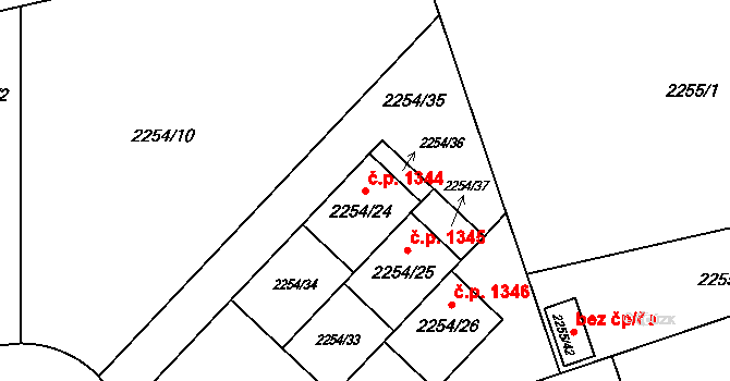 Kylešovice 1344, Opava na parcele st. 2254/24 v KÚ Kylešovice, Katastrální mapa