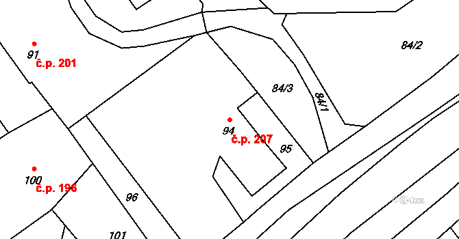 Lichnov 207 na parcele st. 94 v KÚ Lichnov u Bruntálu, Katastrální mapa